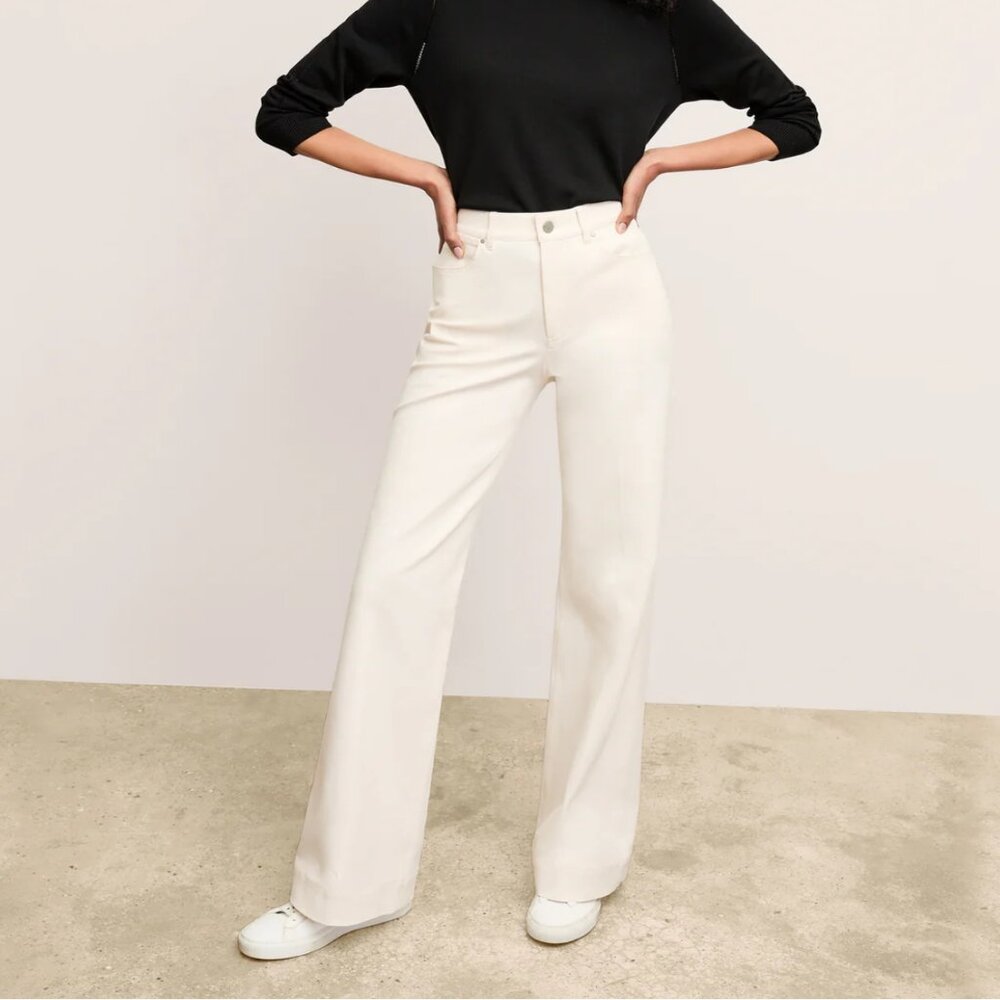 M.M. LAFLEUR Milo Wide-Leg Jean Eco Better Than Denim Off White/Tusk Sz 12 $225